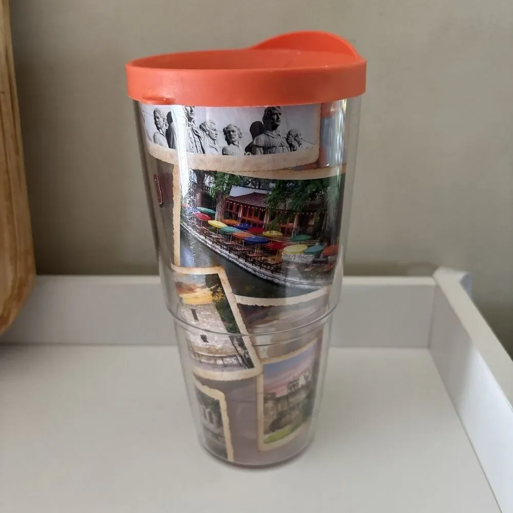 Tervis San Antonio Texas 24 oz Tumbler Cup Insulated Travel Souvenir Orange Lid